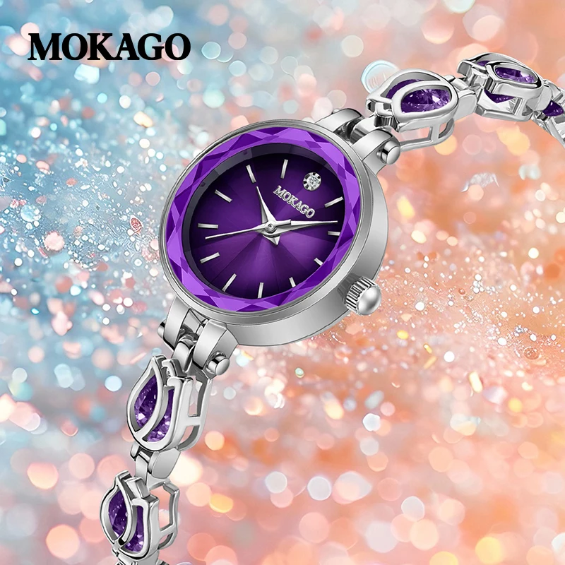 MOKAGO 8147 nuevos relojes de cuarzo a la moda para mujer, reloj sencillo, pulsera elegante resistente al agua, reloj de pulsera para mujer