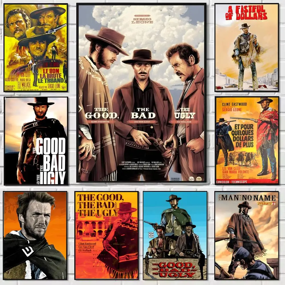Vintage The Good The Bad and The Ugly Hero اللوحة الخط قماش المشارك: تجعد الحرة للماء جميع الفضاء جدار ديكور