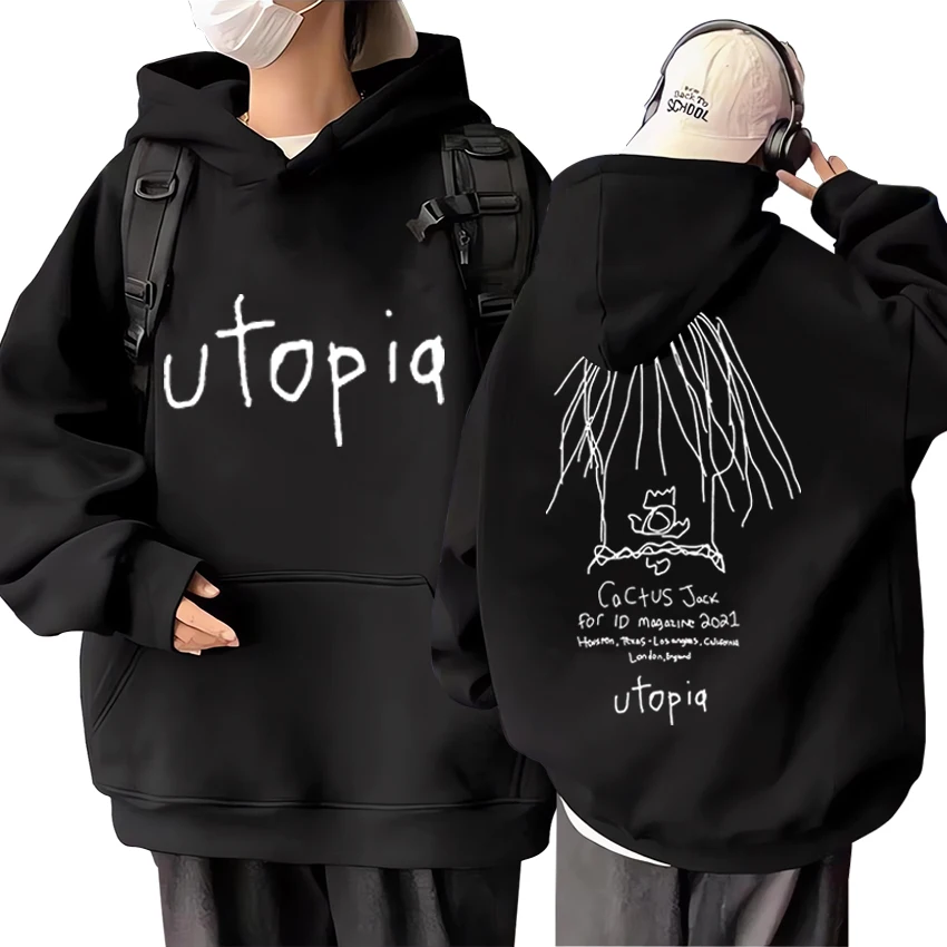 

Rapper Cactus Jack Utopia Printed Hoodie Men Women's new Fashion streetwear Fleece Long sleeve hoodies Unisex Loose Sweatshirts