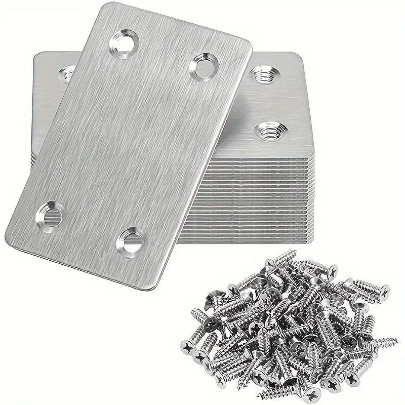 Flat support piece, straight type, fixed-angle support with screws, suitable for furniture, wood products, shelves, cabinets
