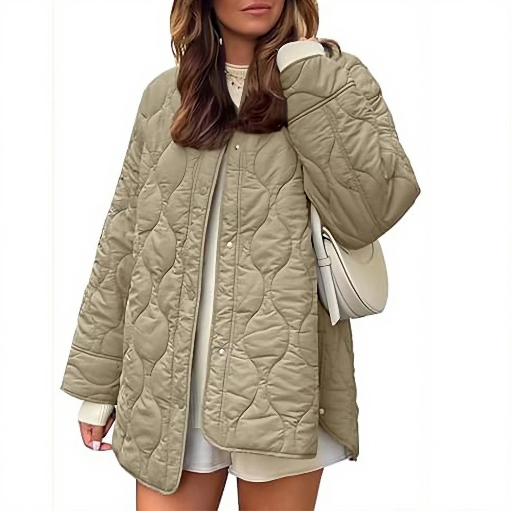 

Женское однобортное повседневное пальто на осень-зиму с длинным рукавом и круглым вырезом, однотонное повседневное базовое пальто