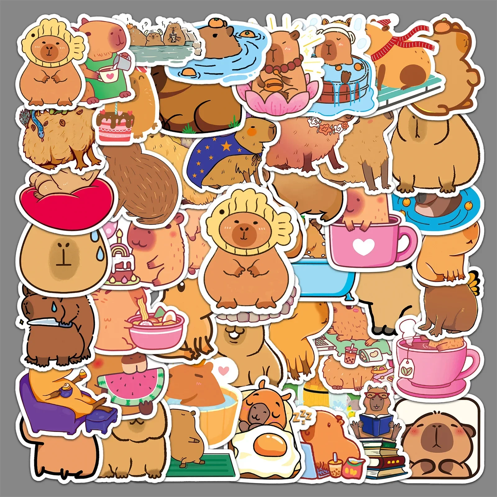 50 Capybara Cartoon Stickers Cute Good-looking Brown Guinea Pig Animal Waterproof Decorative Mobile Phone and Computer Stickers