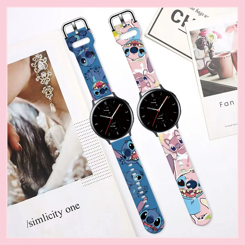 Disney Cartoon Stitch Angel Printed Silicone Strap For Xiaomi color 2 OPPO Jiaming Huami Samsung Huawei GT Watch Band 20MM 22MM