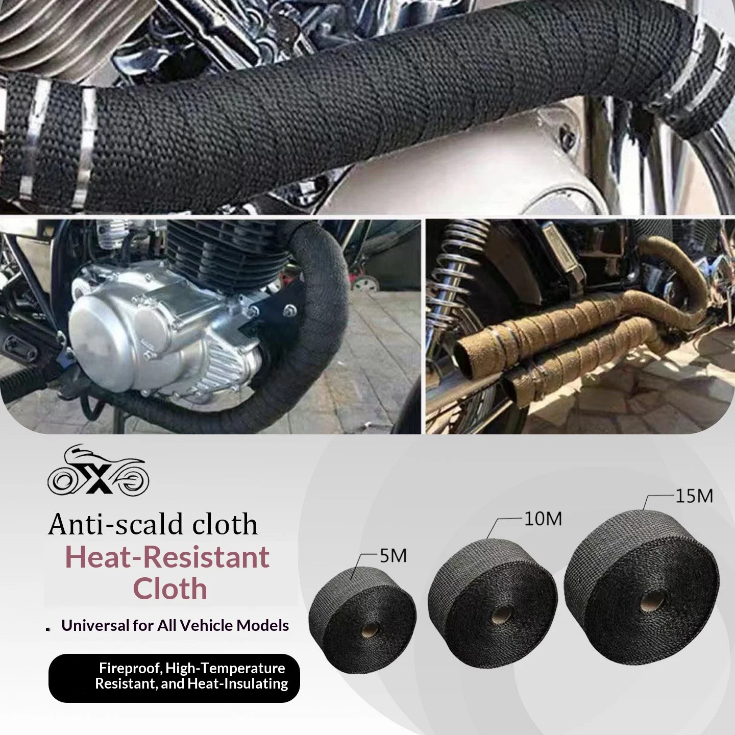 【Premium】For Anti-scald fabric for motorcycle exhaust pipes, banana tape, heat-insulating, soundproof, cotton head, banana tape,