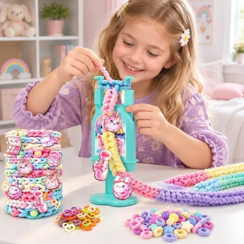 Handmade Rainbow Loom Kit Colorful Beads Funny Bracelet Making Kit Easy To Use DIY Bracelets String Maker Kit for Teens Girls