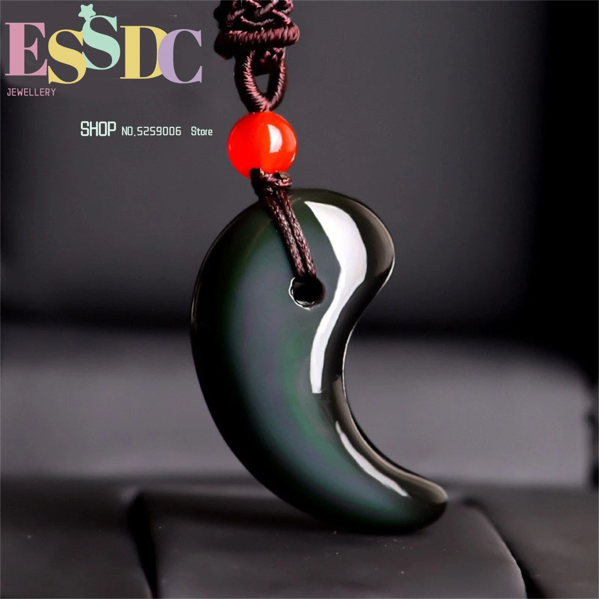 Natural Rainbow Eyes Obsidian Pendant Tai Chi Buckle Men and Women's Lifetime Couples Gouyu Necklace Five Element  Jewellery