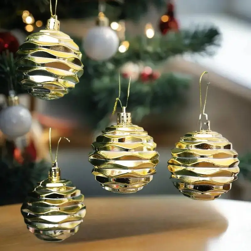 6개 세트 크리스마스 볼 샴페인 호박 볼 크리스마스 장식용 걸이 장식품 파티 크리스마스 구체 펜던트