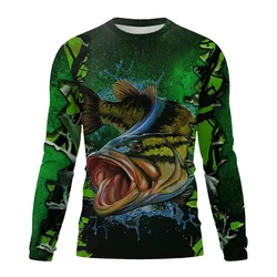 3D Print Fishing T-shirt Men Outdoor Clothing Tops spring and autumn O-neck Casual Pullover Unisex Long Sleeve Tees