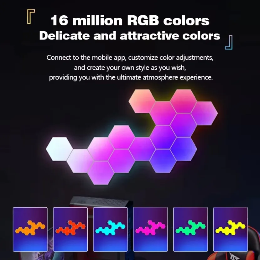 Tuya Quantum Lamp Smart App RGB Remote Control Touch Led Esports Atmosphere Light Background Wall Bedroom DIY Decor Wall Lamp