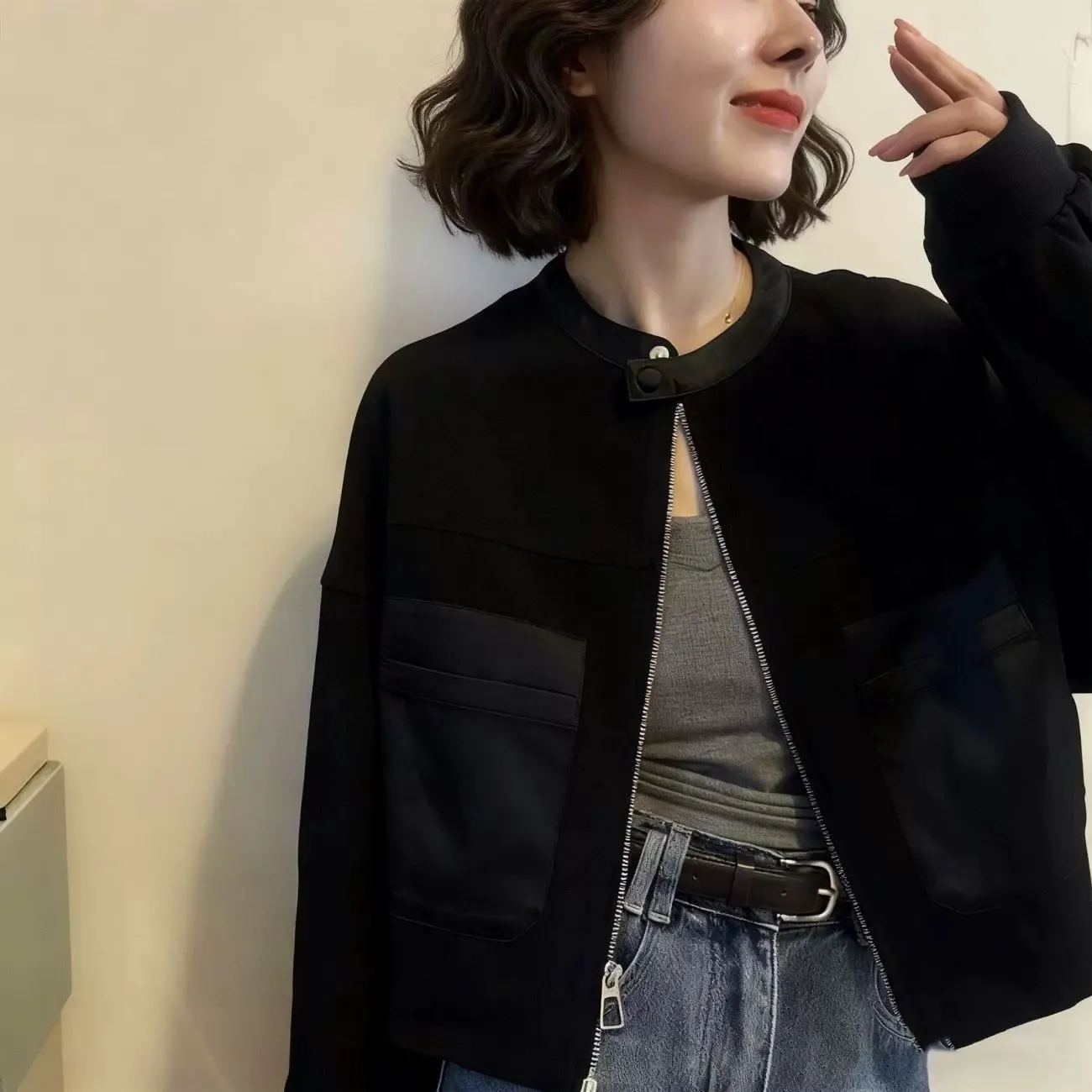 Casual Fashion Short Baseball Jacket Women's Autumn New Style Versatile Stylish Outerwear Compact Design Polyester Fiber