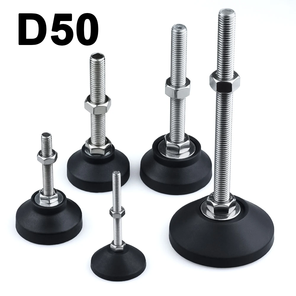 

Adjustable Lathe Leg Dia 50mm Thread Type SS304 Stainless Steel Foot Pad Levelling Feet Swivel Base Articulating Legs M8 M10 M12