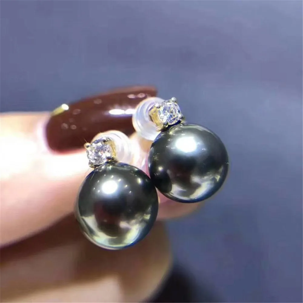 

DIY Pearl Accessories G18K Gold Pearl Stud Earrings Empty Tray Princess Earrings Holder Fit 7-10mm Beads