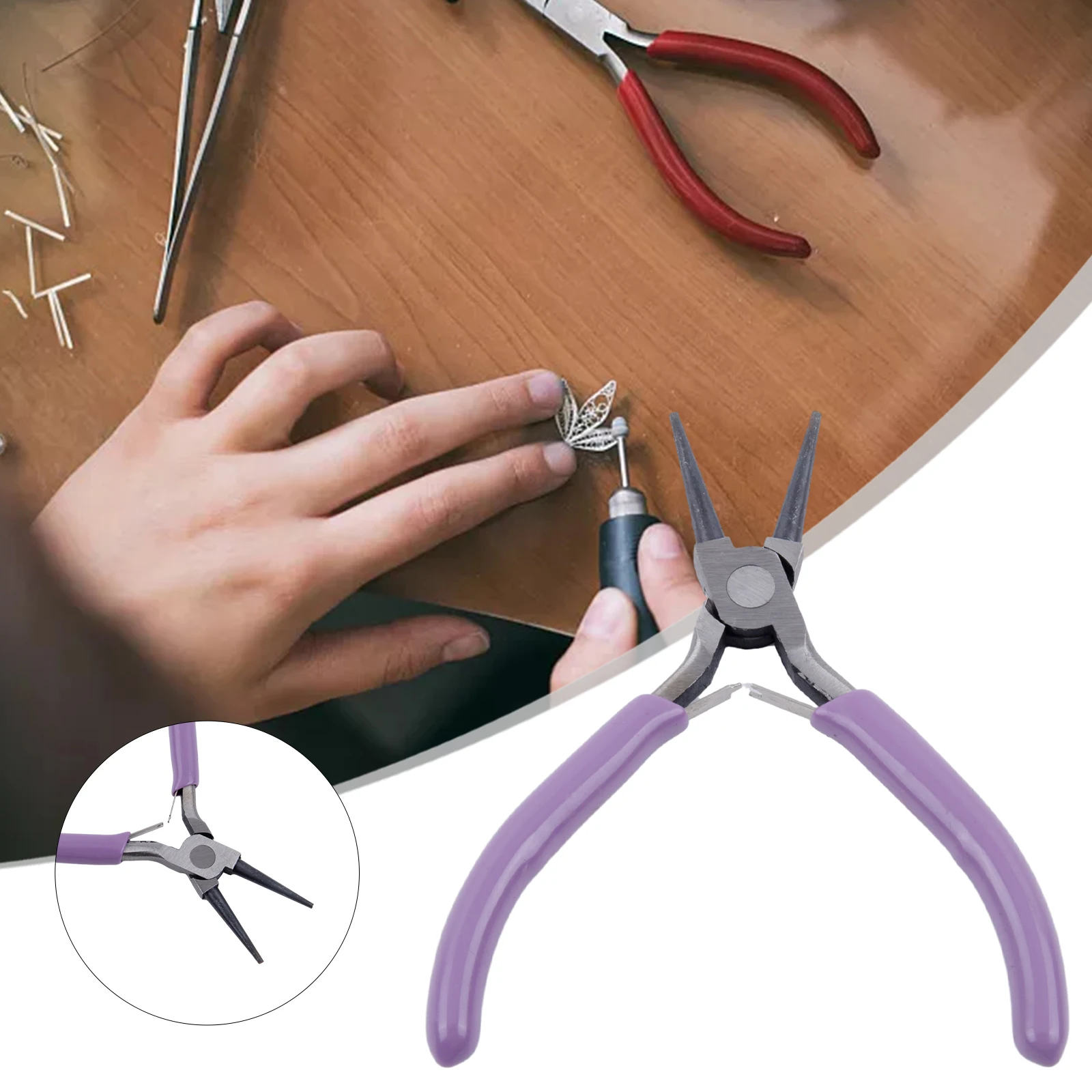 Small Pliers Stainless Steel Tong Head Jewelry Pliers Making Tool DIY Multi-purpose Tool Pliers Round Needle Nose Pliers Parts