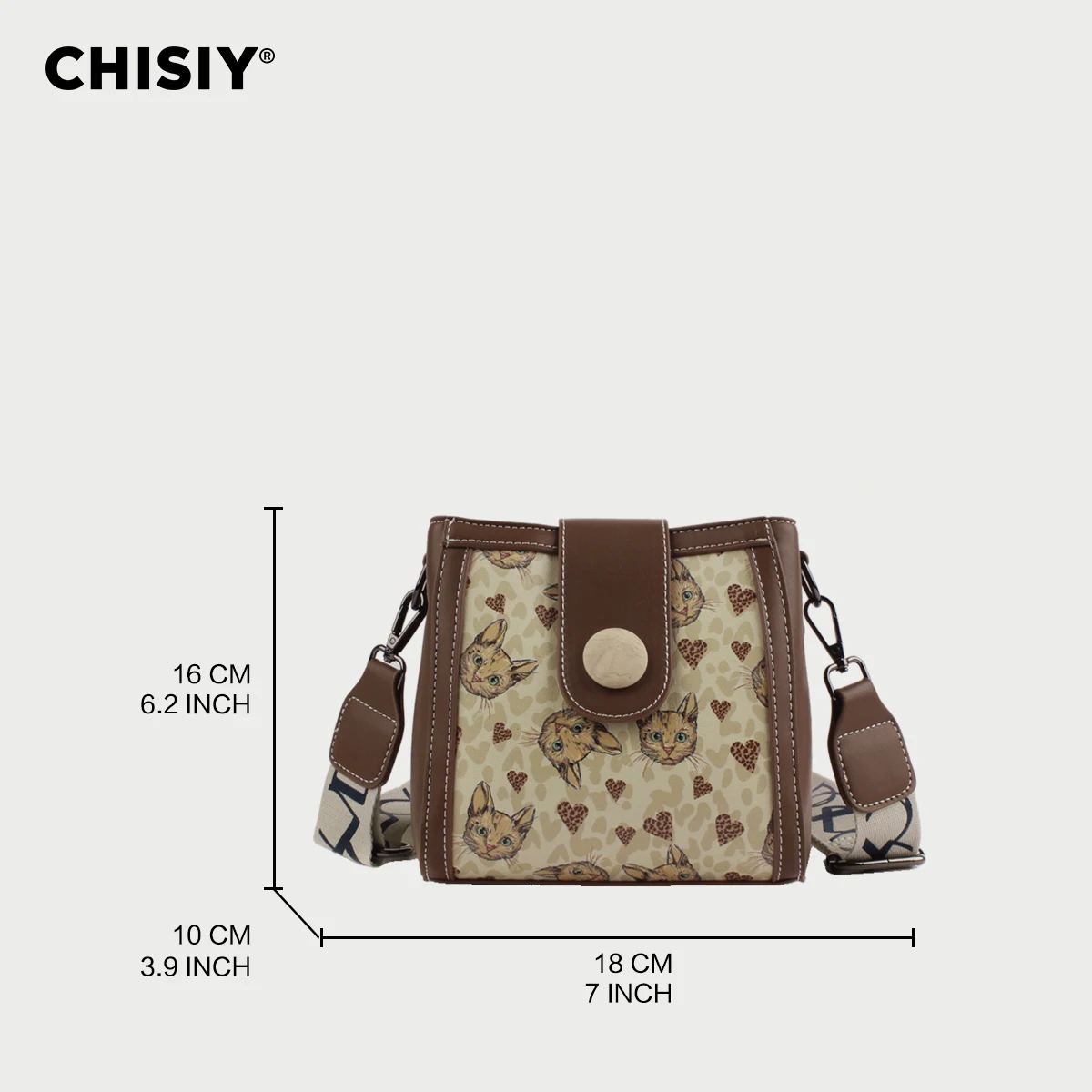 CHISIY Original handmade minimalist texture cartoon embossed cat versatile commuting single shoulder crossbody bag