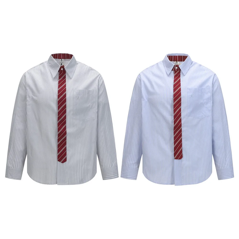 

Full Sleeve Soft Business Striped Men's Shirts Winter Fall Fashion Office College School Streetwear Outerwear for Women Men
