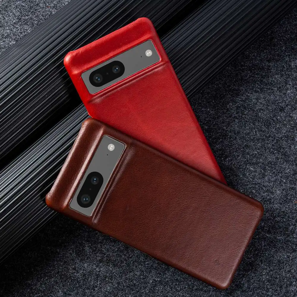 For Google pixel 7 Case Luxury Oil Wax Genuine Leather Cover Pixel 6A 8Pro 7Pro 5A capa Protective Etui Back Coque Carcasa Shell