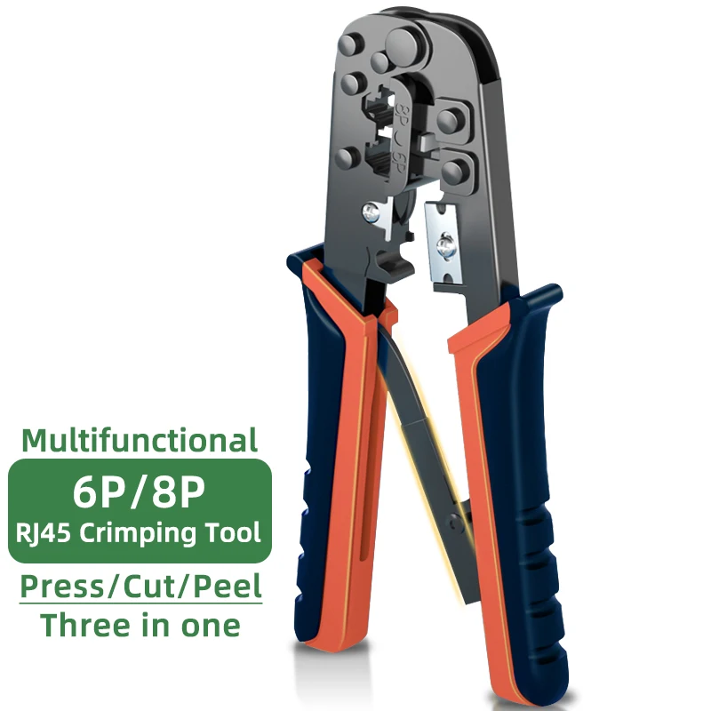 

RJ45 Crimping Tool Ethernet Modular Connectors Crimper，6P/RJ11/RJ12，8P/RJ45 Crimp，Cut and Strip，For Cat5 Cat5e Cat6 Connectors