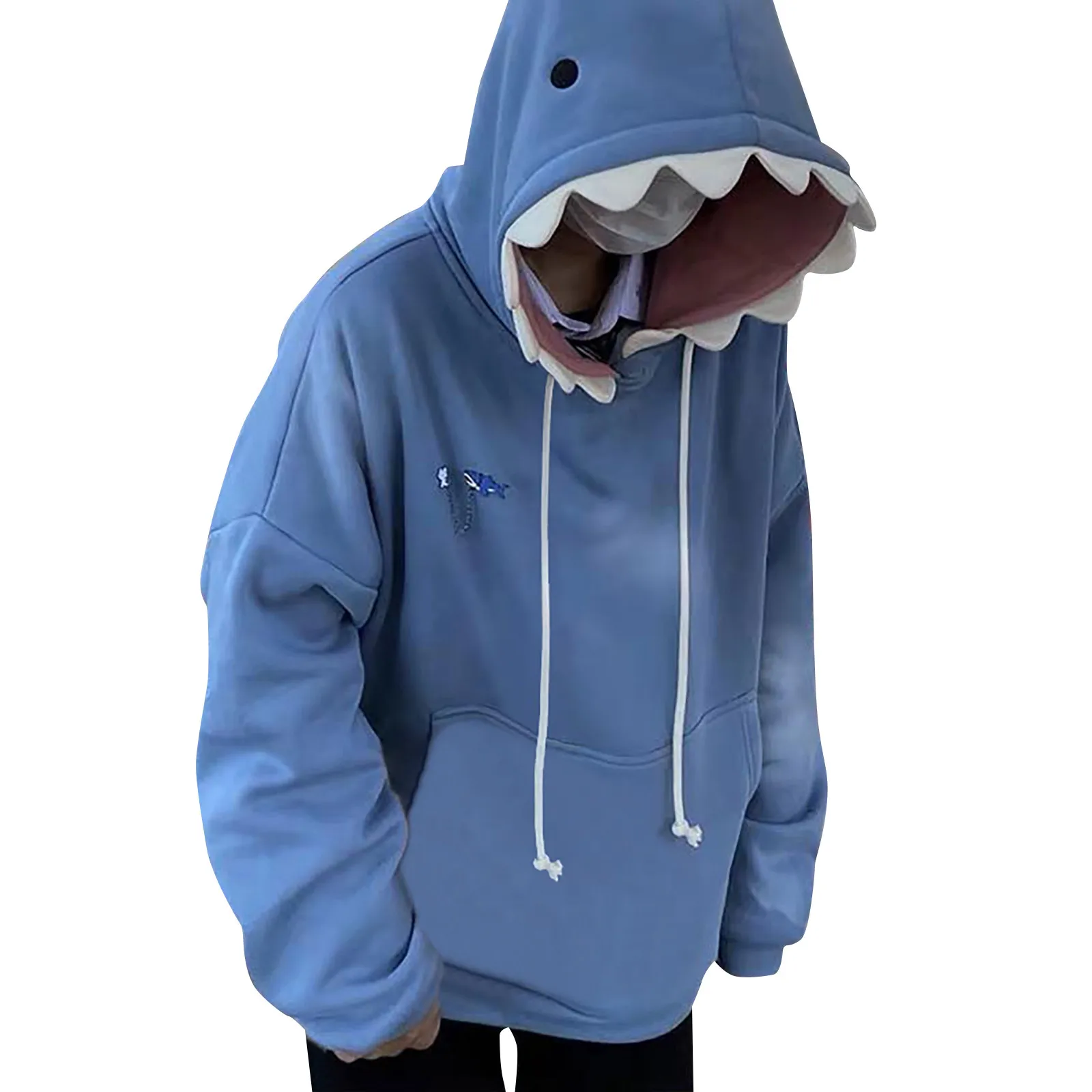 Autumn Men's Shark Hoodies Funny Kawaii Long Sleeve Cartoon Sweatshirt y2k Oversized Trendy Warm Loose Casual Pullovers Sweater