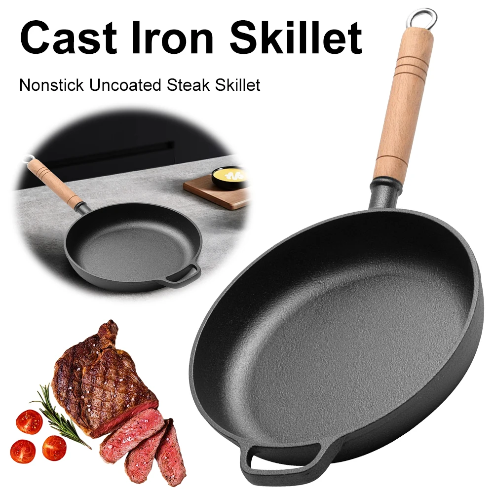 

Cast Iron Portable Camping Outdoor Skillet 22/24/26/28cm Nonstick Pre-Seasoned Skillet Mini Frying Oil Drizzling Small Pot