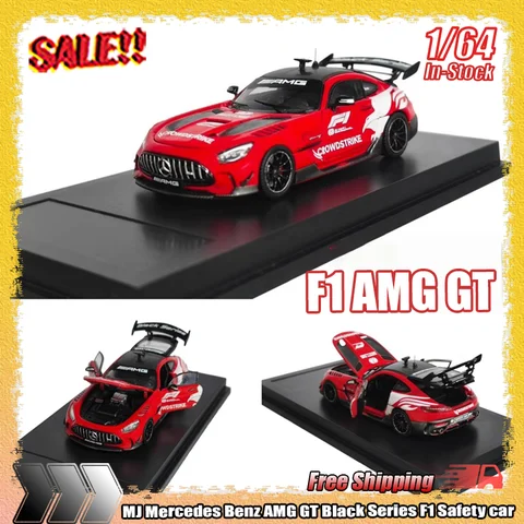 Nuevo en Stock Mj Mercedes Benz Amg Gt serie negra F1 coche de seguridad simulación aleación miniatura coche de fundición a presión modelo juguete para regalo personalizado