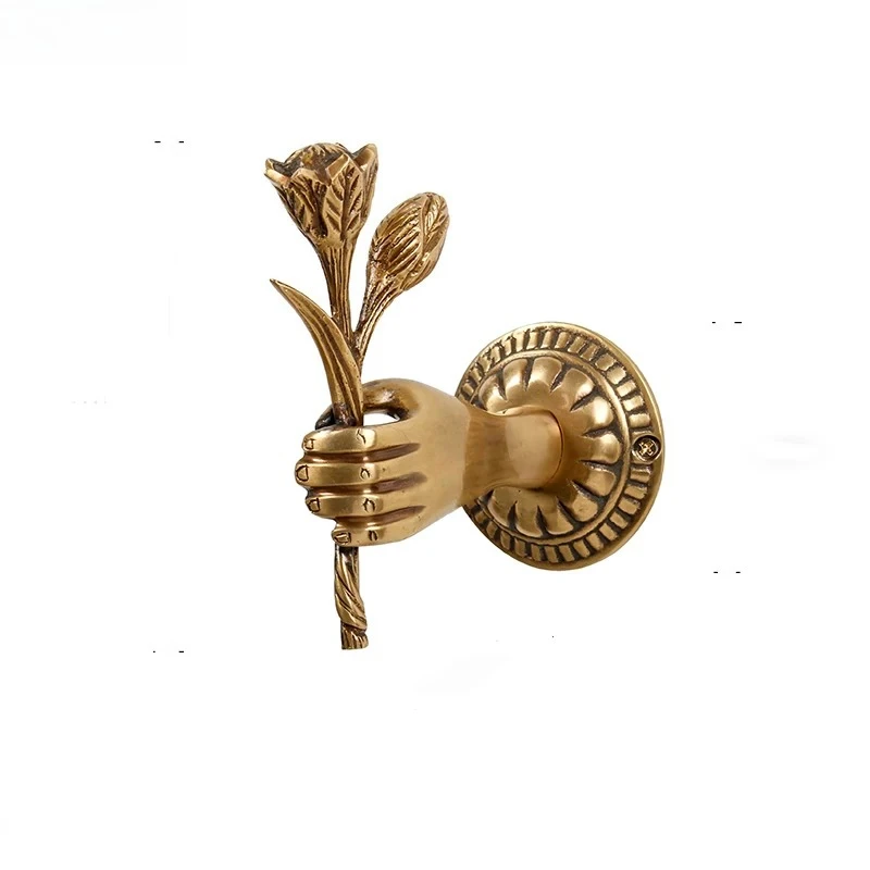 Holding Rose Copper Curtain Hooks Golden Brass Wall Hook Holder Coat Hook Towel Rack Curtain Tieback Home Room Accessories