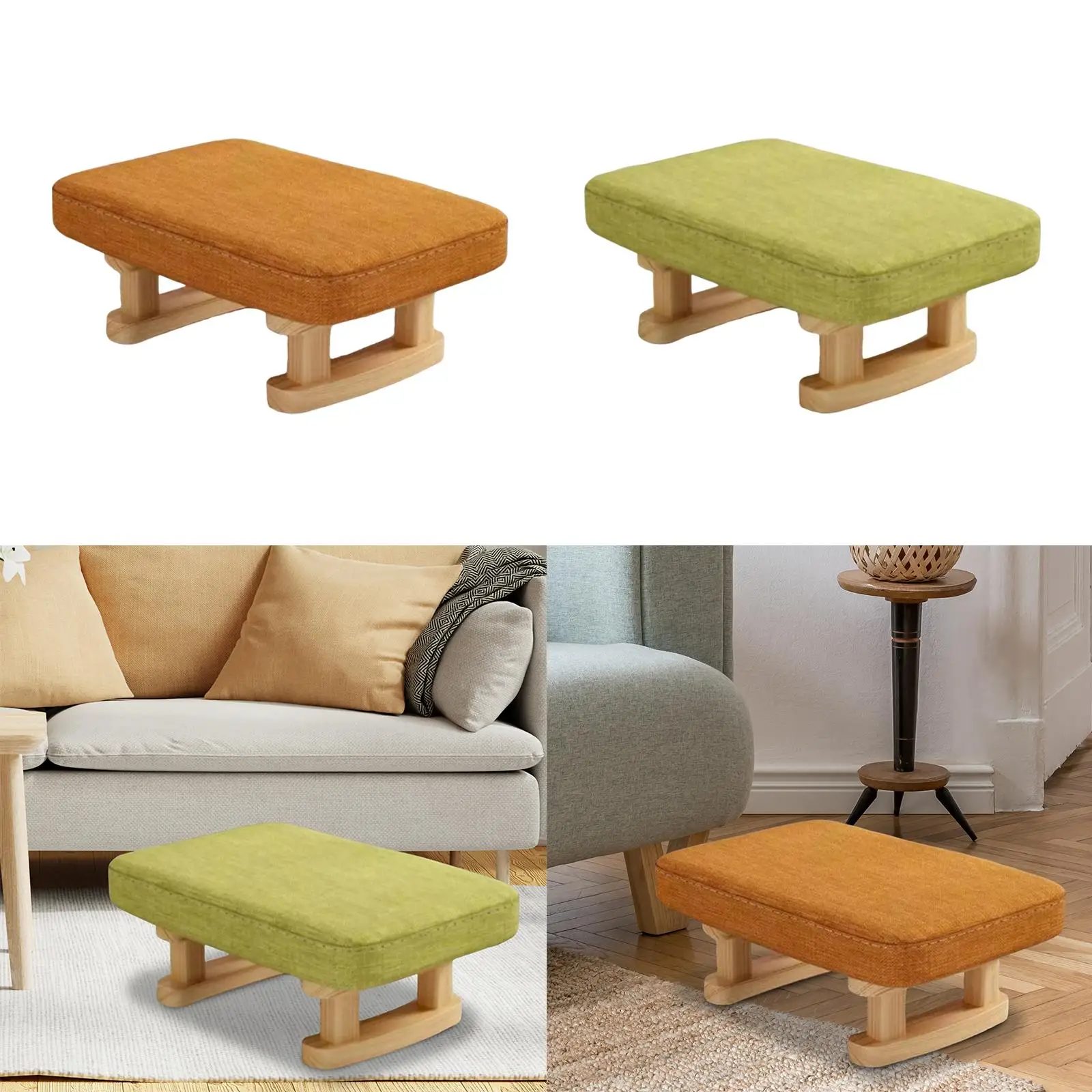

Small Foot Stool Ottoman Padded Footstool Linen Cloth Unique Decorative Low Stool Small Shoe Changing Bench for Office