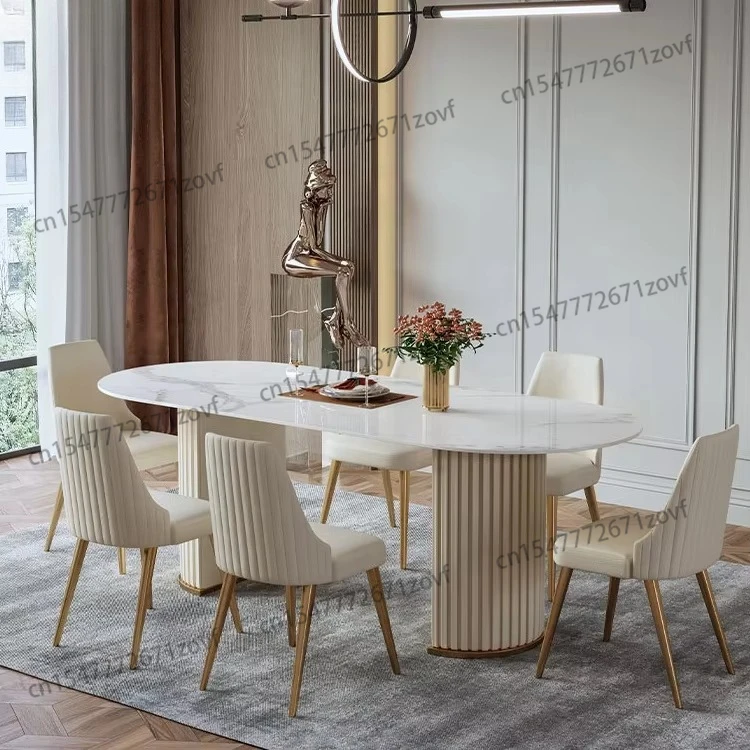 

Nordic Custom Modern Sintered Stone Restaurant Oval Dinning Table 4 6 Seater Luxury Marble Top Dining Table