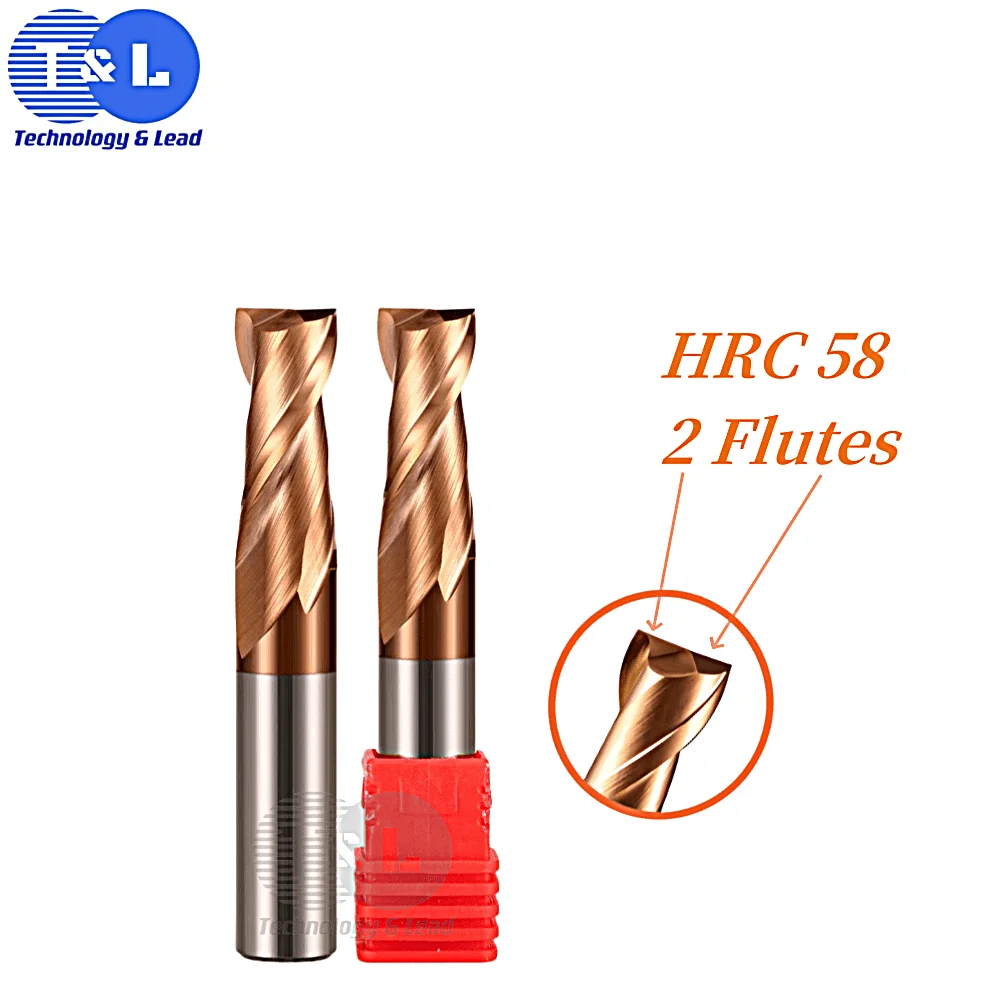 T&L HRC58 2Flute carbide end mill 1-20mm Alloy Carbide Milling Tungsten Steel Milling Cutter EndMills cutting tools