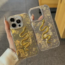 3D Luxurious Golden Snake Phone Case For Huawei Honor 200 X6a X8b X7a X9a X7b X8a X9 X8 X7 Plus 4G 5G Feather Texture Back Cover