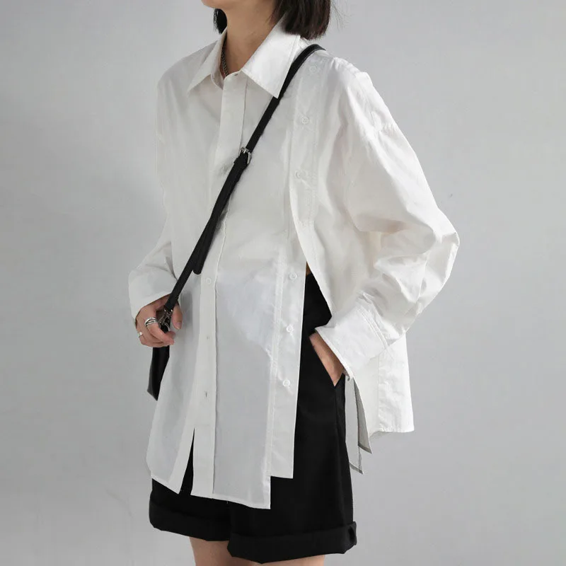 KWTX 2025 Spring Summer Designer Minimalist Blouse Women’s Irregular Plain Lightweight Elegant Chic High Quality Fashion Tops