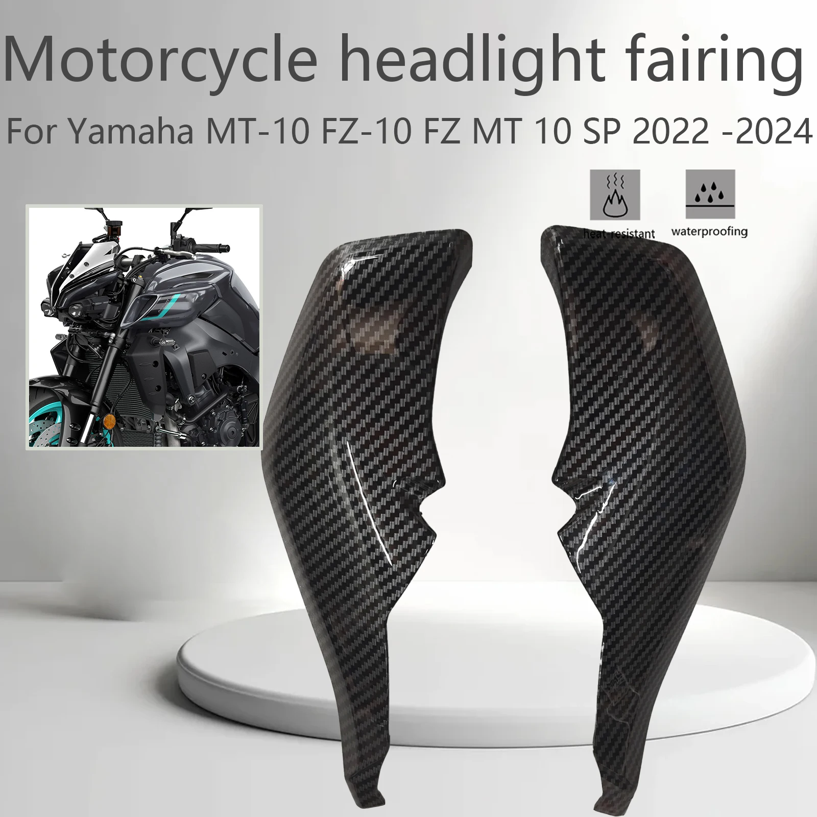 NEW Motorcycle Front upper side headlight fairing ABS plastic motorcycle exterior body panel kit for Yamaha MT-10 MT10 2022-2024
