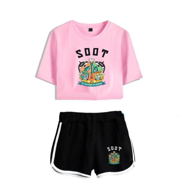 Summer Women's Sets Anime Wilbur Soot Merch Short Sleeve Crop Top + Shorts Sweat Suits Women Tracksuits Two Piece Outfit Cosplay