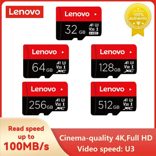Imagen 1 del producto Lenovo-tarjeta de memoria Micro TF para teléfono/ordenador, 512GB, 256GB, 128GB, 64GB, 32GB, U3, V30, 4K, Full HD