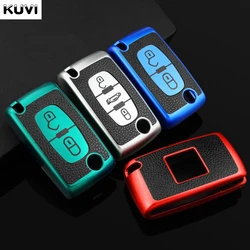 Leather TPU Car Remote Key Case Cover Shell Fob For Peugeot 107 207 307 308 407 607 3008 5008 For Citroen Xsara Picasso C5 C6 C8