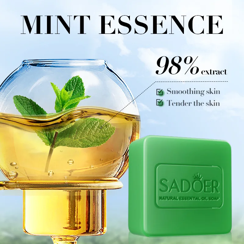 Peppermint Essential Oil Soap Body Shower Handmade Kojico Acid Tumeric Kojic Brightening Hand Sanitizer Bar Salim Bag Whitening