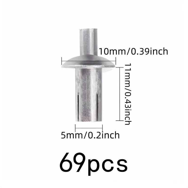 Expansion Lock Design Strike Core Expansion Rivets 69 pcs 5*11mm, perfect for Daily DIY Projects, Multipurpose