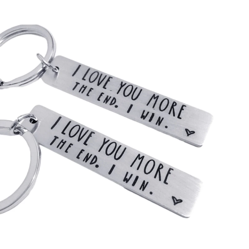 DXAB Lettering Keychain Engraved Keyring Charm for Women Men Birthday Christmas Gift