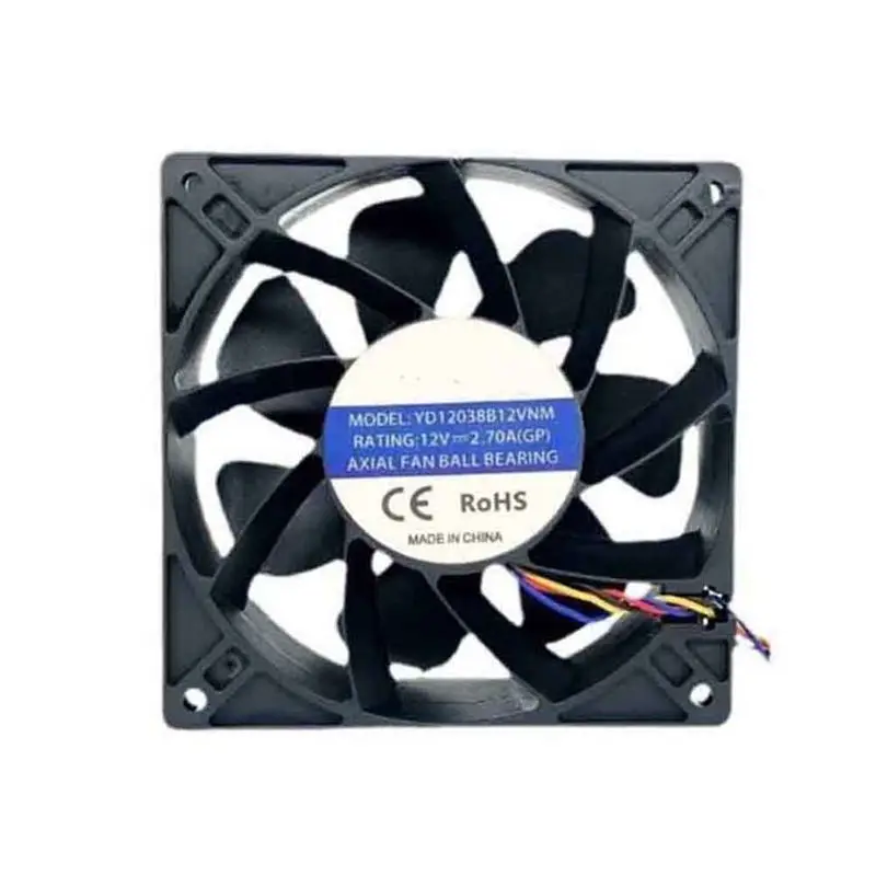 

Высокоскоростной вентилятор охлаждения YD12038-6000 об/мин для Antminer Ant Series 120X120x38mm 12V 2.7A