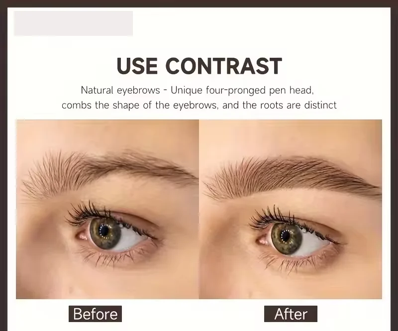 3가지 색상 1개입 눈썹 펜 방수 4중 팁 눈썹 펜 눈썹 타투 펜 방수 액체 블랙 눈썹 메이크업 펜슬