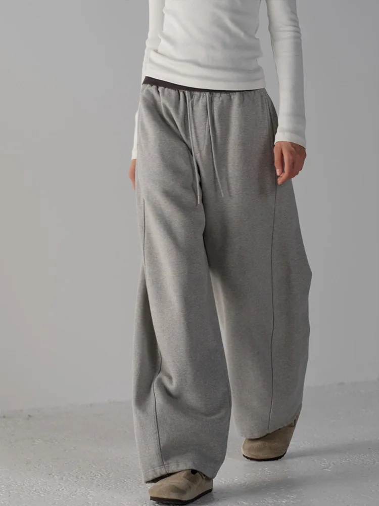 Maxdutti French Minimalist Elegant Casual Pants Women High Waisted Elastic Waisted Wide Leg Pants Pants Sweatpants Woman Clothes