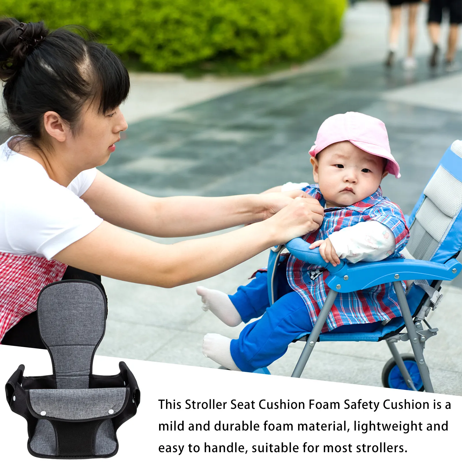 Infant car Insert Stroller Seat Cushion Soft Breathable Fabric Support Pillow Comfortable Large Size Universal Stroller Pad