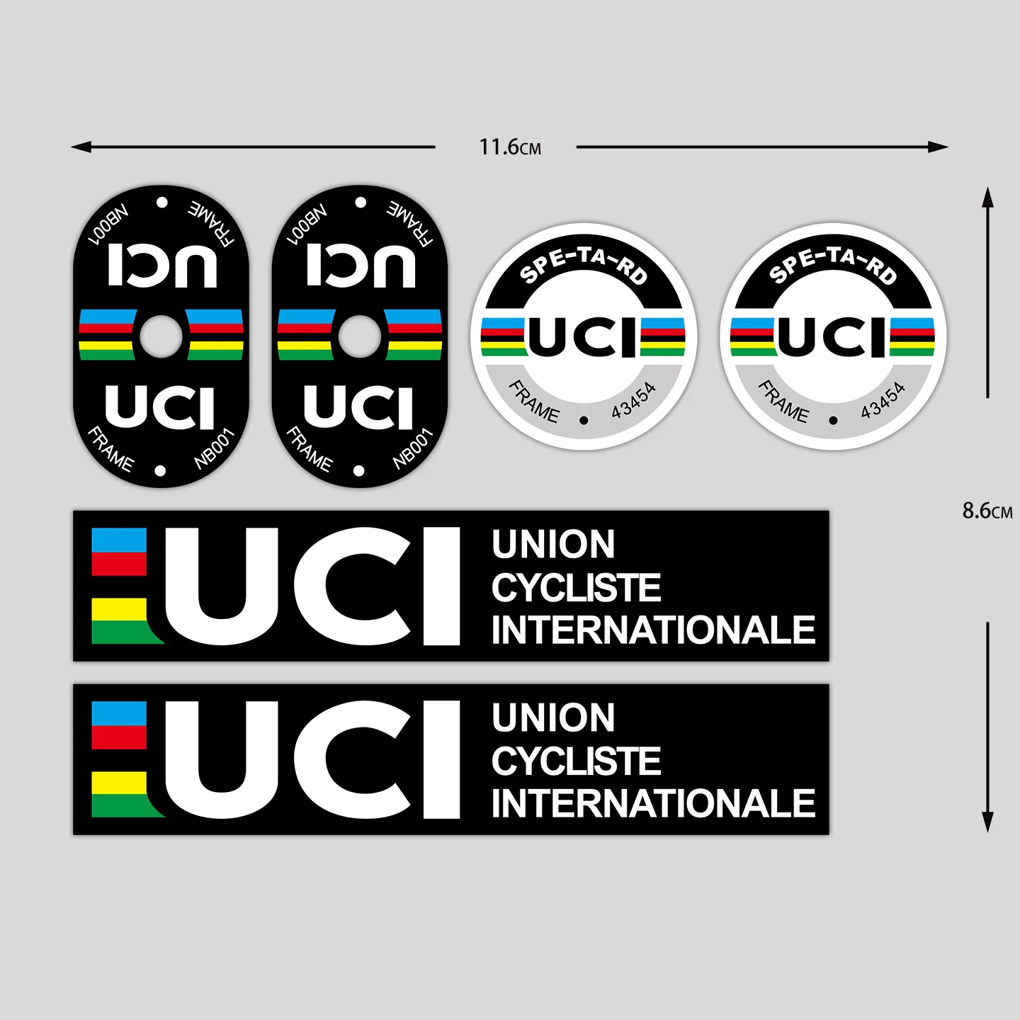 6 Stück/Blatt UCI Rennrad-Aufkleber-Set, wasserdicht, für Mountainbike-Rahmen, Ventilring, Speichen, DIY-Dekorationszubehör, Aufkleber – Detail 1