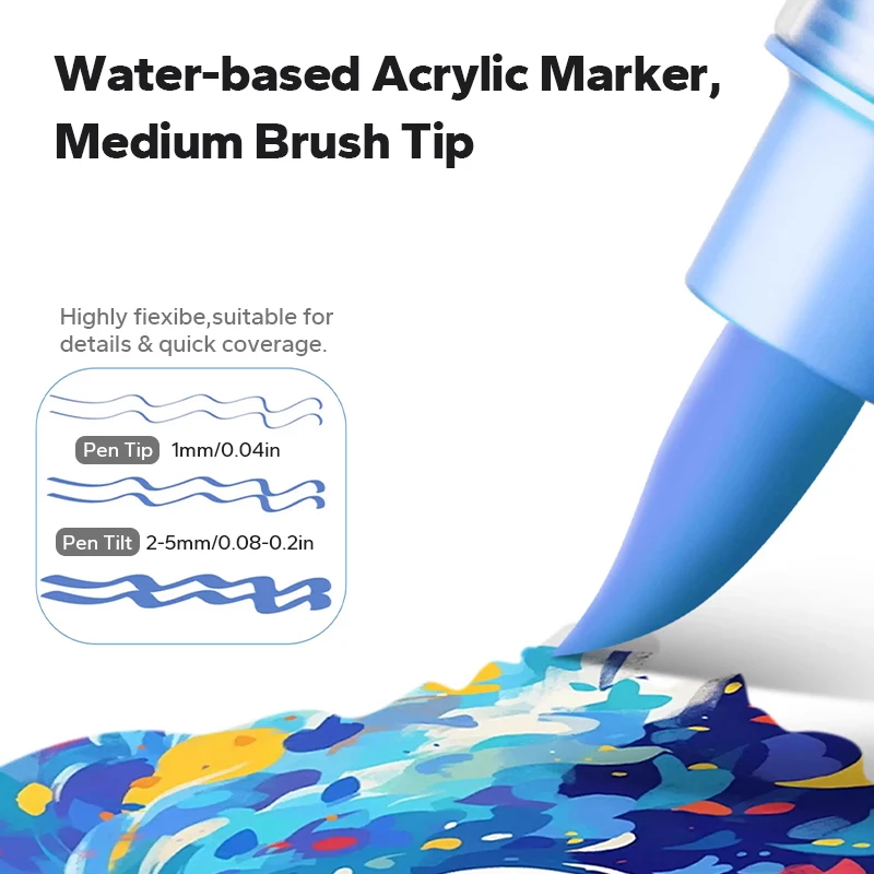 مجموعة أقلام تحديد فرشاة الأكريليك مع حقيبة محمولة، مجموعة أقلام طلاء أكريليك فنية بالحبر السائل للحرف اليدوية #2