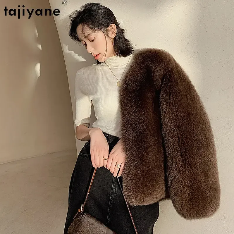 Tajiyane Real Fur Coat Women 2023 Winter Luxury Fox Fur Coats High Quality Fox Fur Jackets for Women Short Outwears Abrigo Mujer