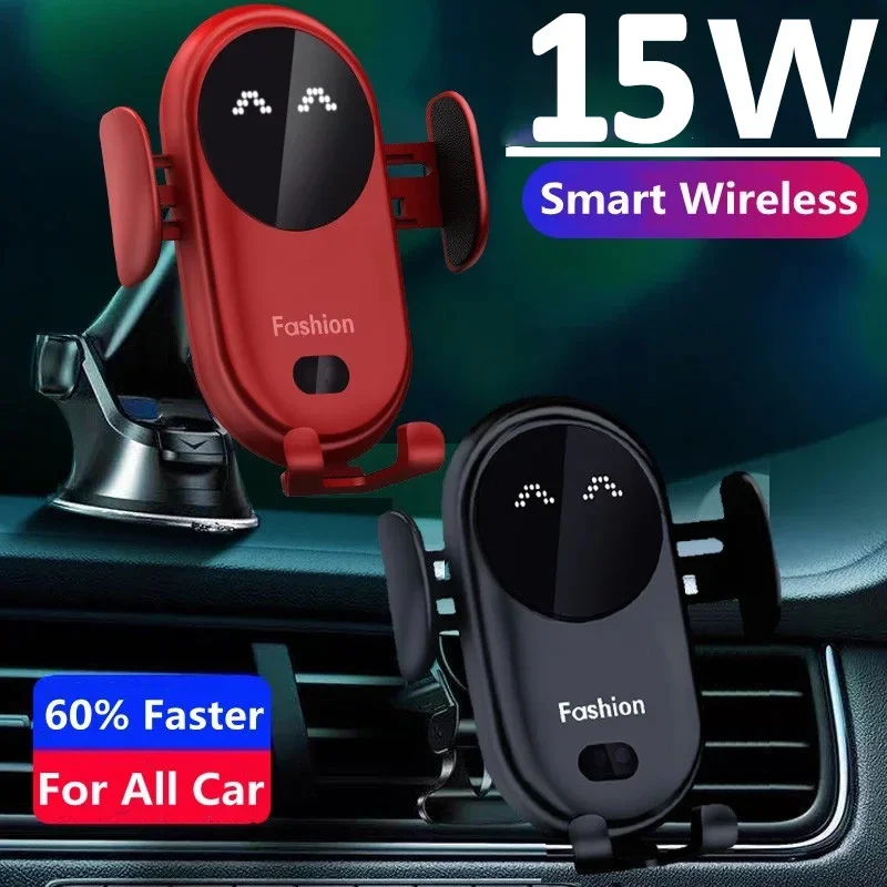 Automatic 15W  Car Wireless Charger for iPhone 13 12 11 XR X 8 Samsung S20 S10 Magnetic USB Infrared Sensor Phone Holder Mount