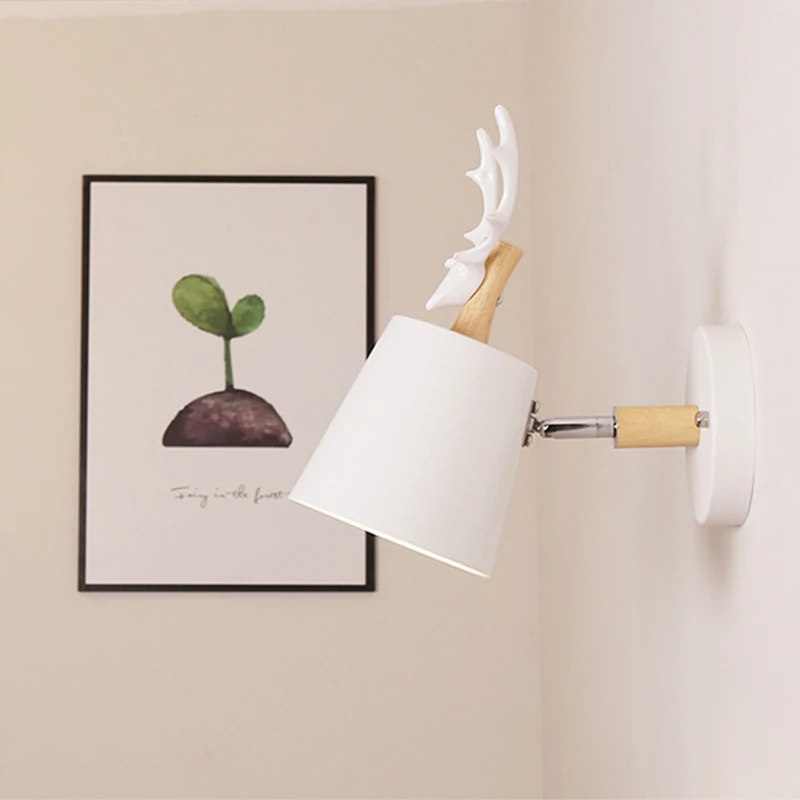 

TFTP-LED Wall Lamps Modern Cartoon Deer Antler Iron Vintage Sconce Bedroom Bedside Aisle Stair Decor Lights Fixture E27