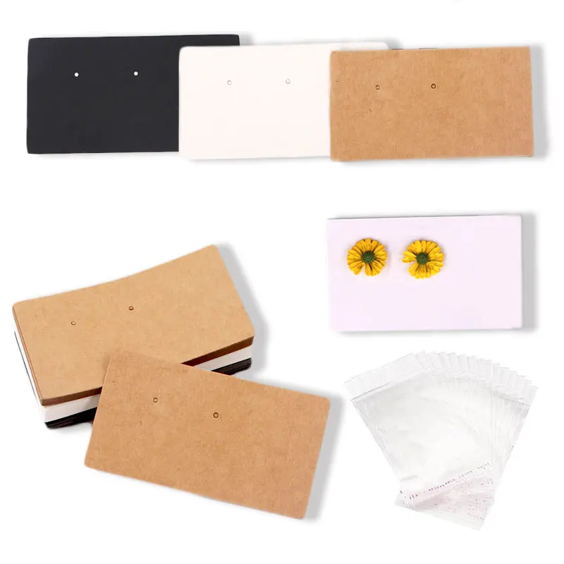 

50pcs/lot Kraft Paper Cards 9x5cm Long Cardboard for Stud Earrings Display Handmade Jewelry Packaging Retail Price Tag Wholesale
