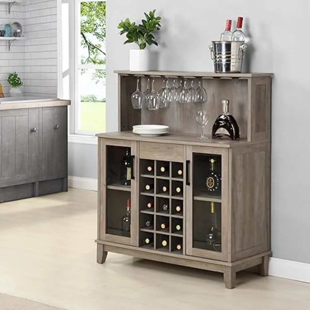 

Home Source 44.5" Bar Cabinet with Wine Rack,Coffee Bar Table and Microwave Station Cabinet for Home,Sideboard Buffet Cabinet