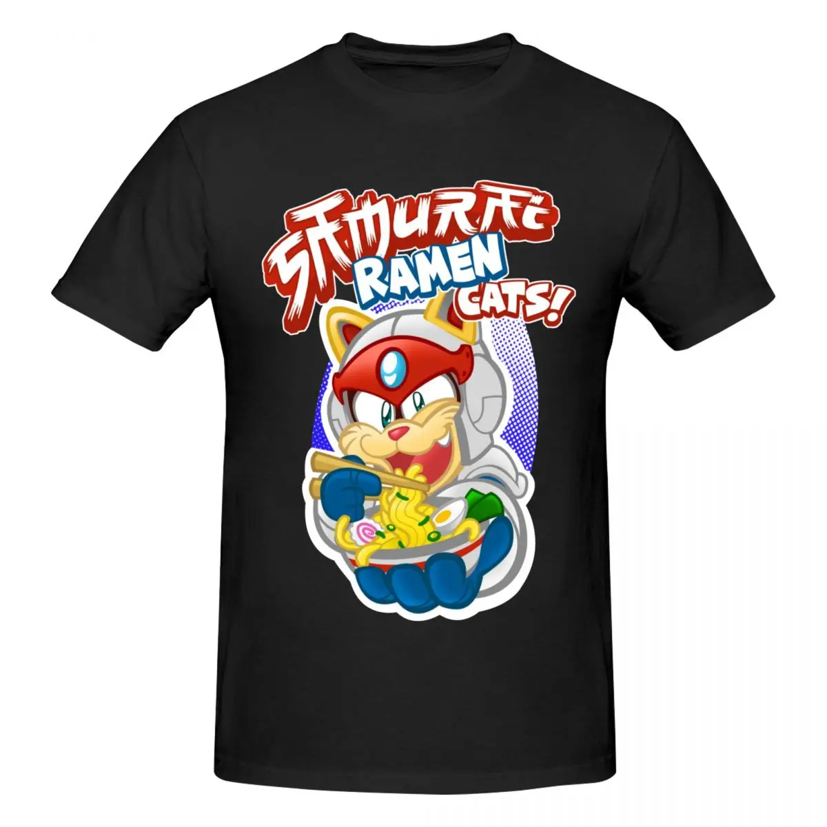 Men Samurai Pizza Cats Funny Samurai Ramen Cats T Shirt Streetwear Big Size Cotton Sleeve Custom Tshirts