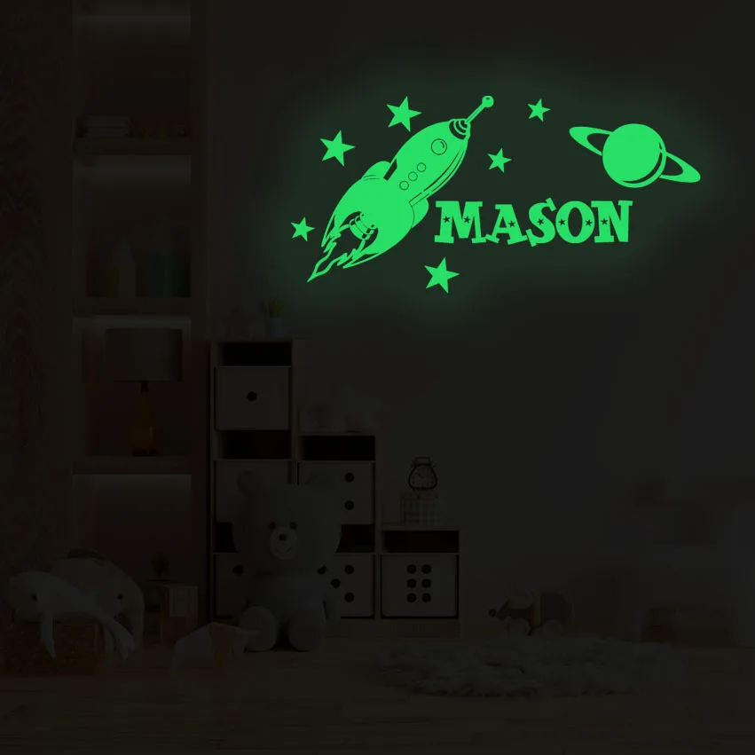 1PC NEW Luminous Starry sky Rocket Custom Name Name Wall Stickers Vinyl Art Decals For party decoration